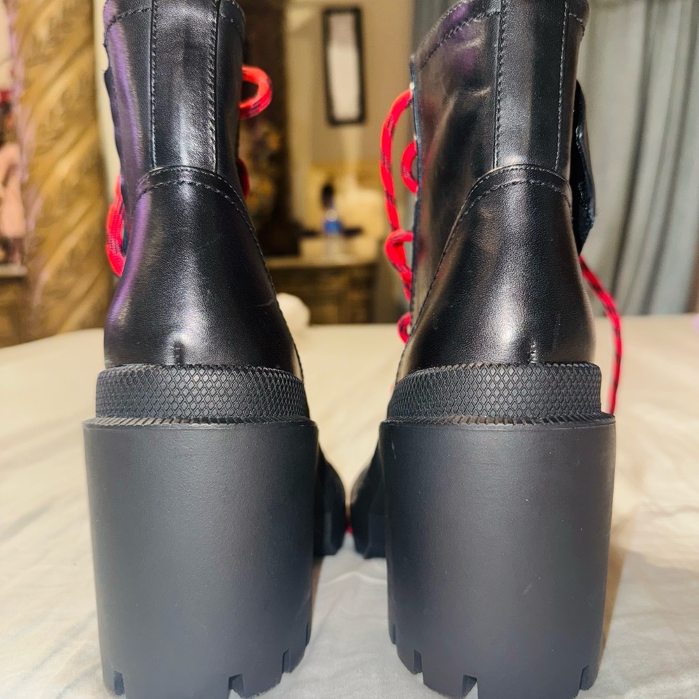 Gianni Bini Black Boots with Red Laces - Picture 7 of 9
